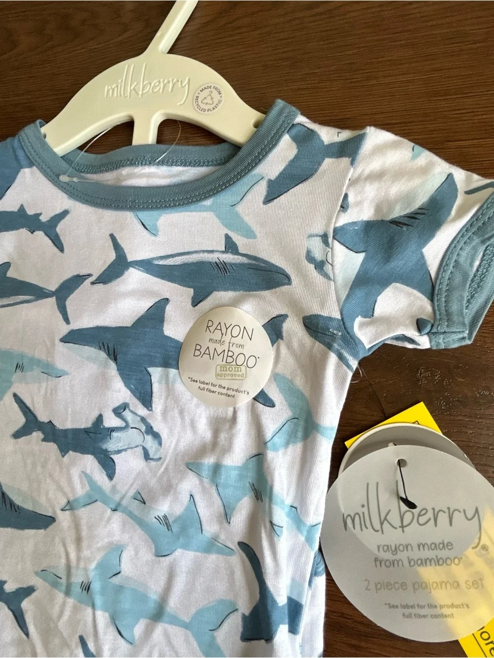 Milkberry Short Sleeve and Pants Bamboo Pajama Set Sharks 18m